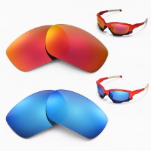 Walleva Fire Red + Ice Blue Polarized Replacement Lenses for Oakley Jawbone Sunglasses